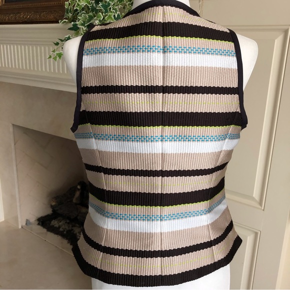 Worth Collection Zip Front Striped Top Size 10 - Picture 5 of 16